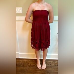 She + Sky lined dress-Burgundy